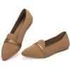 Frank Mully Women’s Casual Loafer Flats Slip On Loafer Shoes Comfortable Knit Flat Shoes Classics Pointy Toe Loafer Flats,for Work,Travel(Brown)