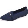 Frank Mully Women’s Casual Loafer Flats Slip On Loafer Shoes Comfortable Knit Flat Shoes Classics Pointy Toe Loafer Flats,for Work,Travel(Navy)