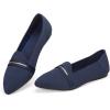 Frank Mully Women’s Casual Loafer Flats Slip On Loafer Shoes Comfortable Knit Flat Shoes Classics Pointy Toe Loafer Flats,for Work,Travel(Navy)