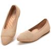Frank Mully Women’s Pointed Toe Flats Slip On Flat Knit Ballet Flats Shoes Women Dressy Comfortable Work Flats Office Shoes(Ecru)