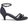 Frank Mully Women’s Sparkly Low Kitten Heel Open Toe Sandals Ankle Strap Glitter Bridal Wedding Dress Pump Shoes(Black(jin))