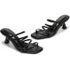 Frank Mully Women’s Strappy Heels Comfortable Kitten-Heels Sandals Square Open Toe Cute Wedding Party Evening Prom Dress Pump Sandals Shoes(Black/Pu)