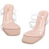 Frank Mully Women’s Strappy Heels Comfortable Kitten-Heels Sandals Square Open Toe Cute Wedding Party Evening Prom Dress Pump Sandals Shoes(Clear/Pu)