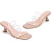 Frank Mully Women’s Strappy Heels Comfortable Kitten-Heels Sandals Square Open Toe Cute Wedding Party Evening Prom Dress Pump Sandals Shoes(Clear/Pu)