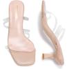 Frank Mully Women’s Strappy Heels Comfortable Kitten-Heels Sandals Square Open Toe Cute Wedding Party Evening Prom Dress Pump Sandals Shoes(Clear/Pu)