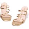 Frank Mully Women’s Strappy Heels Comfortable Kitten-Heels Sandals Square Open Toe Cute Wedding Party Evening Prom Dress Pump Sandals Shoes(Gold/Pu)