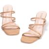 Frank Mully Women’s Strappy Heels Comfortable Kitten-Heels Sandals Square Open Toe Cute Wedding Party Evening Prom Dress Pump Sandals Shoes(Nude/Pu)