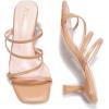 Frank Mully Women’s Strappy Heels Comfortable Kitten-Heels Sandals Square Open Toe Cute Wedding Party Evening Prom Dress Pump Sandals Shoes(Nude/Pu)