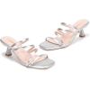 Frank Mully Women’s Strappy Heels Comfortable Kitten-Heels Sandals Square Open Toe Cute Wedding Party Evening Prom Dress Pump Sandals Shoes(Silver/Pu)