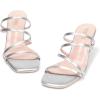 Frank Mully Women’s Strappy Heels Comfortable Kitten-Heels Sandals Square Open Toe Cute Wedding Party Evening Prom Dress Pump Sandals Shoes(Silver/Pu)