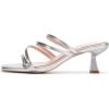 Frank Mully Women’s Strappy Heels Comfortable Kitten-Heels Sandals Square Open Toe Cute Wedding Party Evening Prom Dress Pump Sandals Shoes(Silver/Pu)