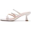 Frank Mully Women’s Strappy Heels Comfortable Kitten-Heels Sandals Square Open Toe Cute Wedding Party Evening Prom Dress Pump Sandals Shoes(White/Pu)