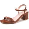 Frank Mully Women’s Braided Sandal Heels Ankle Strap Comfortable Blocked Heeled Sandals Square Open Toe Cute Prom Pump Sandals Shoes(Brown)