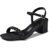 Frank Mully Women’s Braided Sandal Heels Ankle Strap Comfortable Blocked Heeled Sandals Square Open Toe Cute Prom Pump Sandals Shoes(Matte Black)