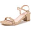 Frank Mully Women’s Braided Sandal Heels Ankle Strap Comfortable Blocked Heeled Sandals Square Open Toe Cute Prom Pump Sandals Shoes(Nude)