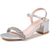 Frank Mully Women’s Braided Sandal Heels Ankle Strap Comfortable Blocked Heeled Sandals Square Open Toe Cute Prom Pump Sandals Shoes(Silver)