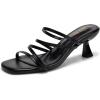 Frank Mully Women’s Strappy Heels Comfortable Kitten-Heels Sandals Square Open Toe Cute Wedding Party Evening Prom Dress Pump Sandals Shoes(Black/Pu)
