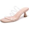 Frank Mully Women’s Strappy Heels Comfortable Kitten-Heels Sandals Square Open Toe Cute Wedding Party Evening Prom Dress Pump Sandals Shoes(Clear/Pu)