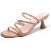 Frank Mully Women’s Strappy Heels Comfortable Kitten-Heels Sandals Square Open Toe Cute Wedding Party Evening Prom Dress Pump Sandals Shoes(Nude/Pu)