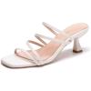 Frank Mully Women’s Strappy Heels Comfortable Kitten-Heels Sandals Square Open Toe Cute Wedding Party Evening Prom Dress Pump Sandals Shoes(White/Pu)