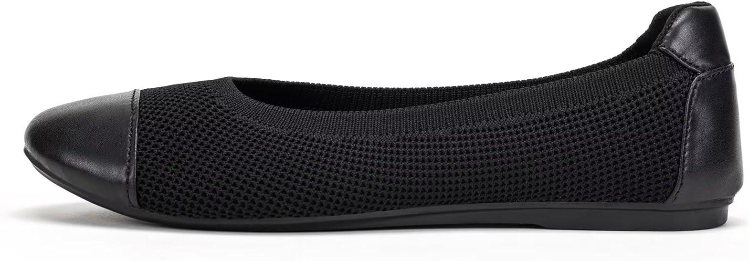 imageFrank Mully Womens Ballet Flats Round Toe Walking Flats Slip On Work Shoes Knitted Flats Shoes for Woman Soft Lightweight6045black