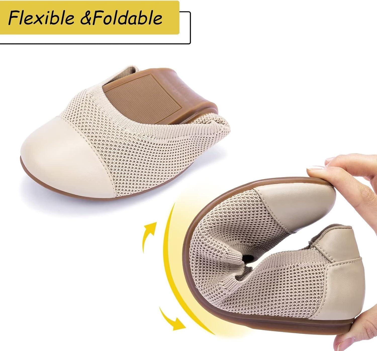 imageFrank Mully Womens Ballet Flats Round Toe Walking Flats Slip On Work Shoes Knitted Flats Shoes for Woman Soft Lightweight6045ecru