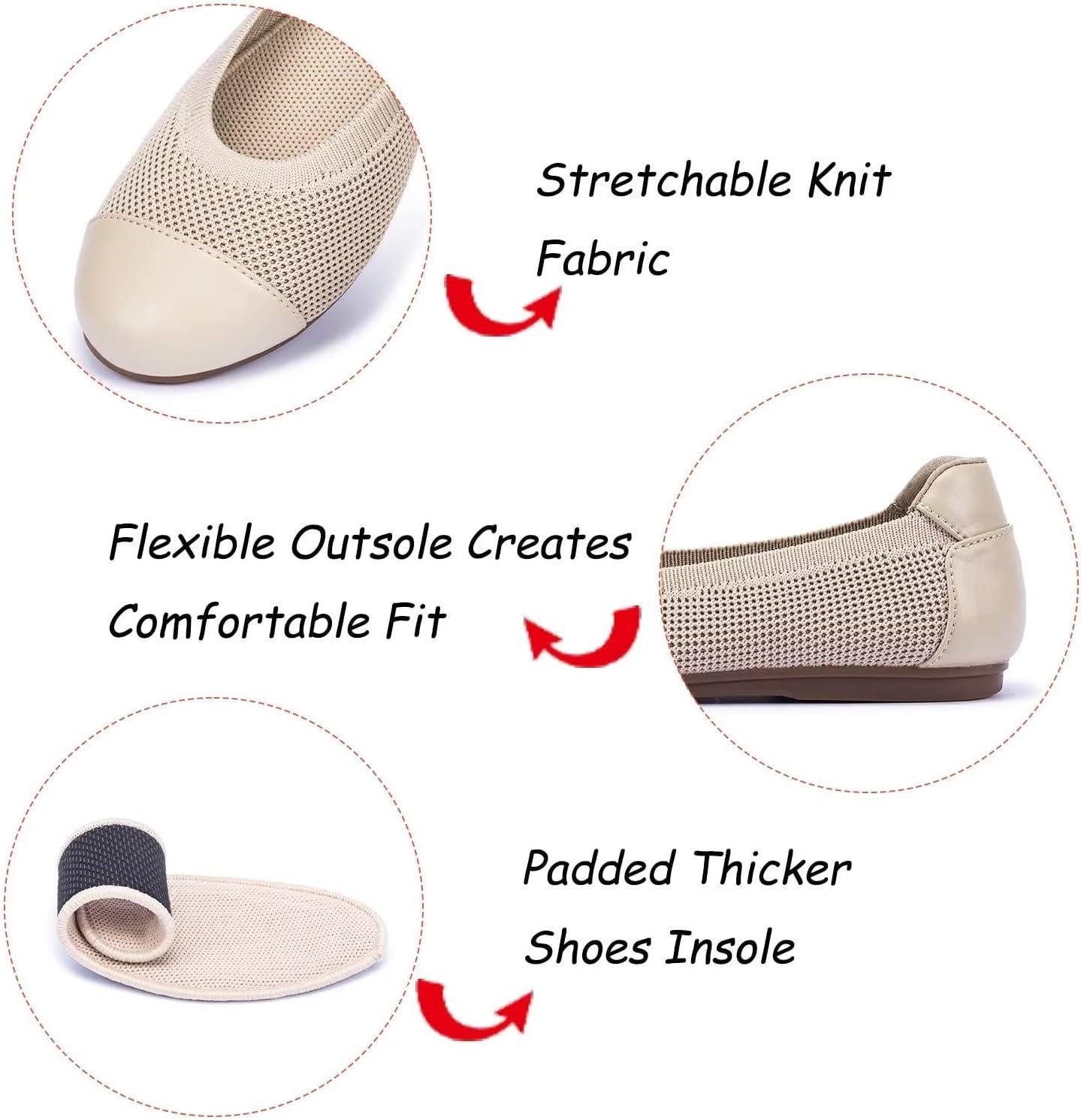 imageFrank Mully Womens Ballet Flats Round Toe Walking Flats Slip On Work Shoes Knitted Flats Shoes for Woman Soft Lightweight6045ecru