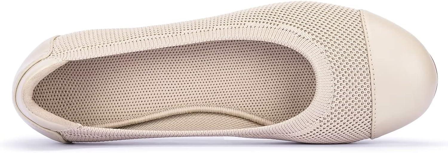 imageFrank Mully Womens Ballet Flats Round Toe Walking Flats Slip On Work Shoes Knitted Flats Shoes for Woman Soft Lightweight6045ecru