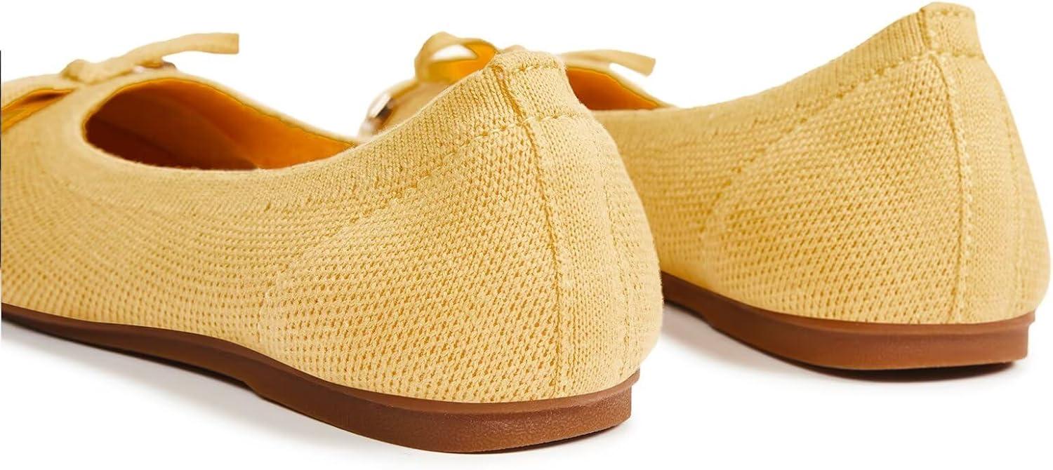 imageFrank Mully Womens Ballet Flats Round Toe Walking Flats Slip On Work Shoes Knitted Flats Shoes for Woman Soft Lightweight6047yellow
