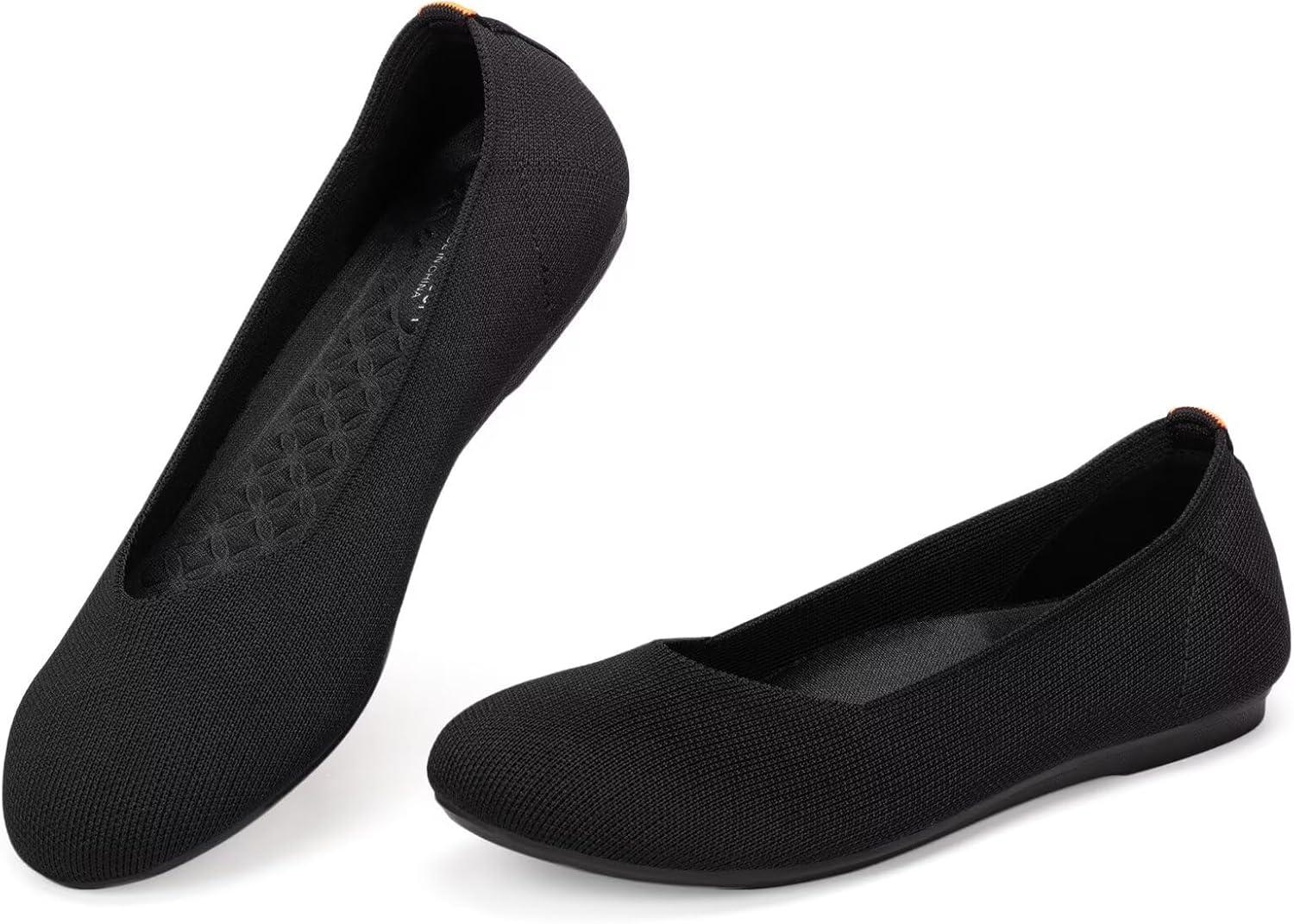 imageFrank Mully Womens Ballet Flats Round Toe Walking Flats Slip On Work Shoes Knitted Flats Shoes for Woman Soft LightweightBlack 76