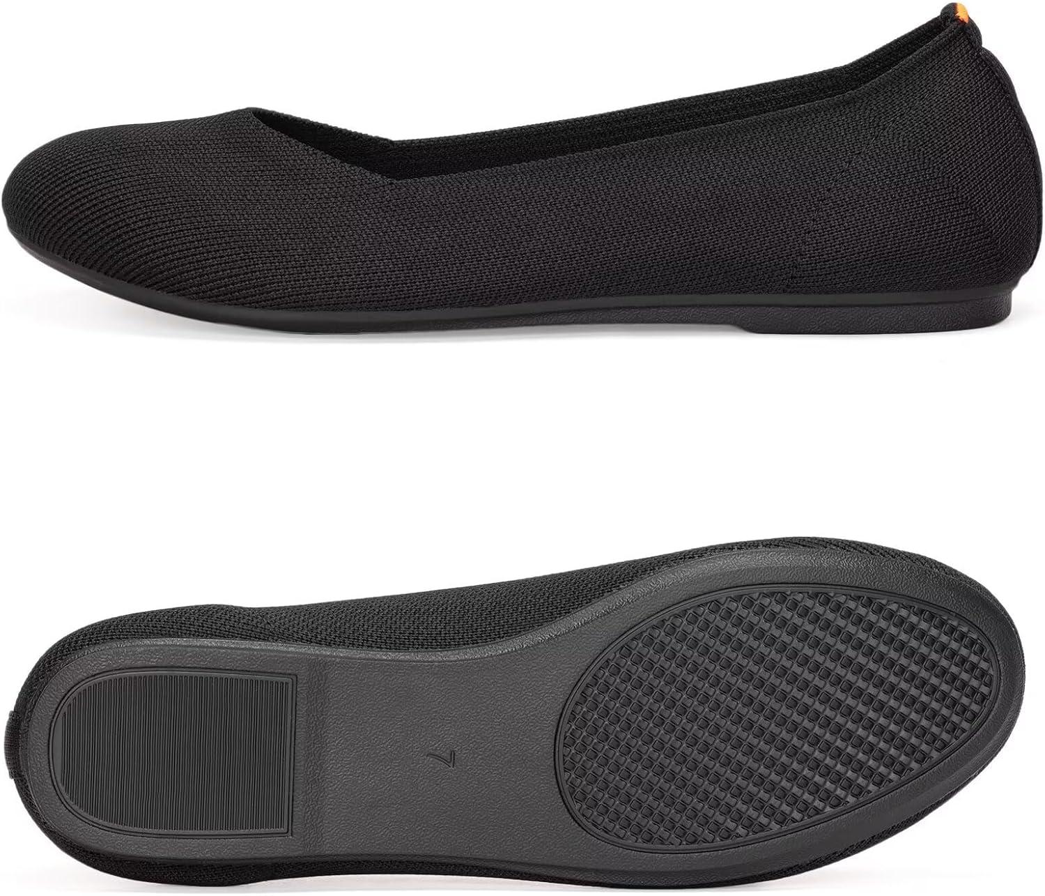imageFrank Mully Womens Ballet Flats Round Toe Walking Flats Slip On Work Shoes Knitted Flats Shoes for Woman Soft LightweightBlack 76