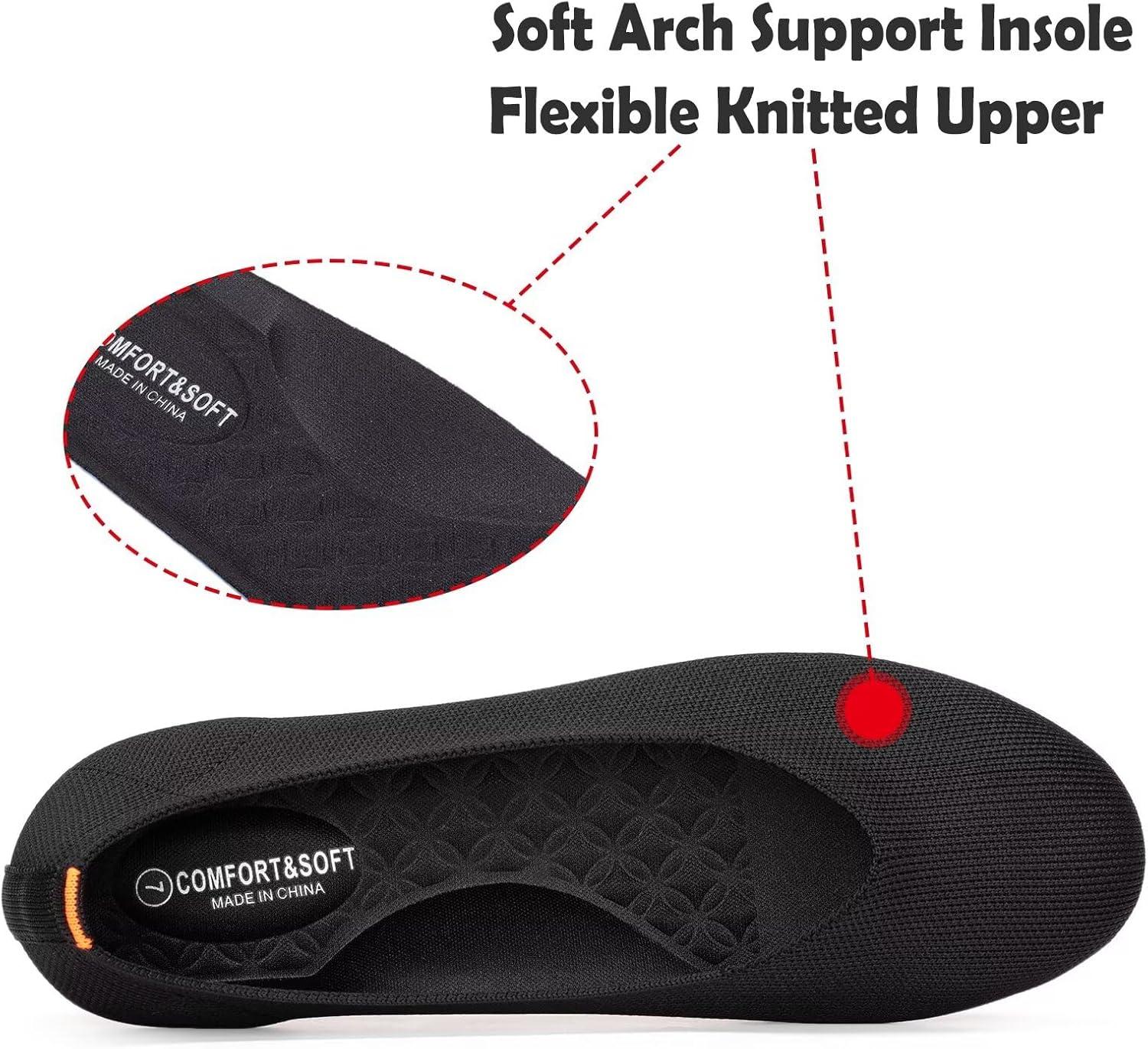 imageFrank Mully Womens Ballet Flats Round Toe Walking Flats Slip On Work Shoes Knitted Flats Shoes for Woman Soft LightweightBlack 76