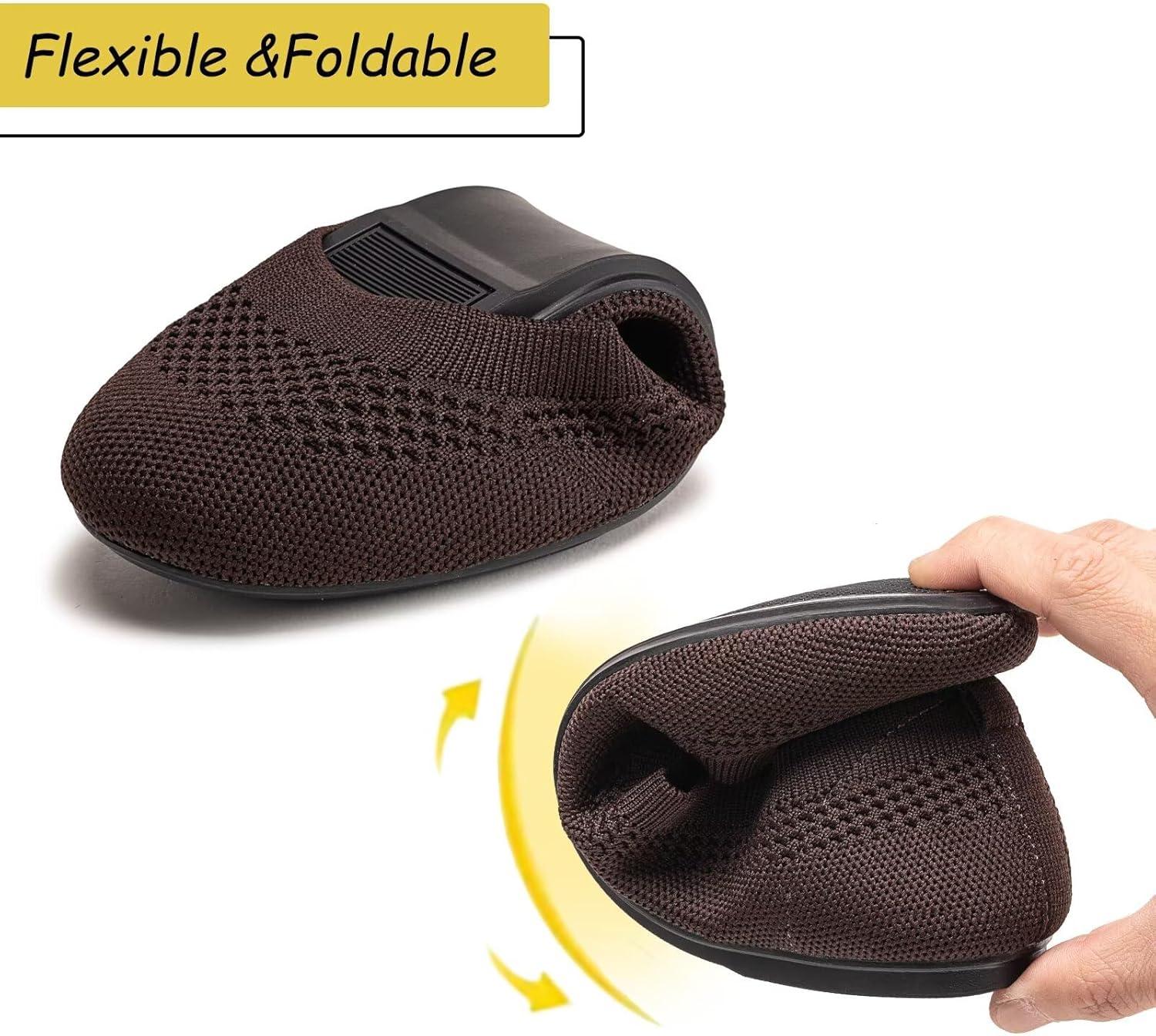 imageFrank Mully Womens Ballet Flats Round Toe Walking Flats Slip On Work Shoes Knitted Flats Shoes for Woman Soft LightweightCoffee 017