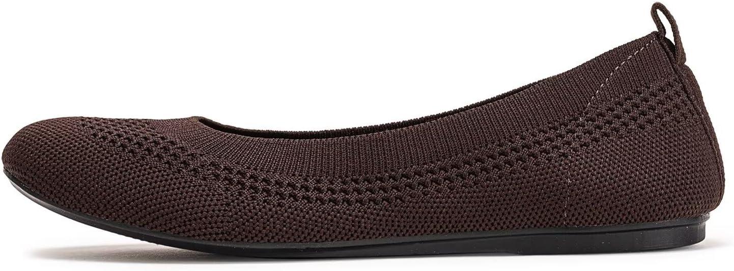 imageFrank Mully Womens Ballet Flats Round Toe Walking Flats Slip On Work Shoes Knitted Flats Shoes for Woman Soft LightweightCoffee 017