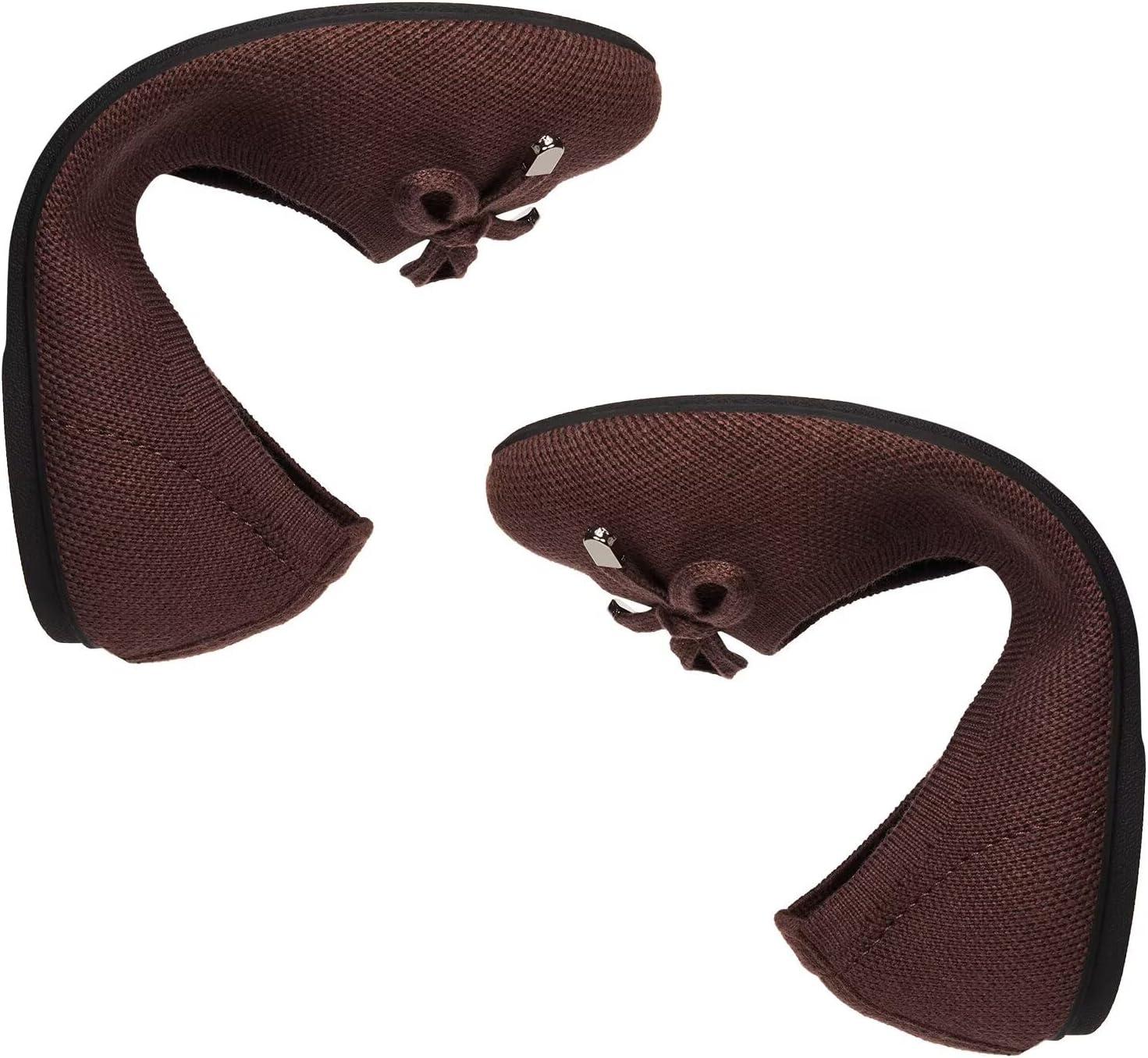imageFrank Mully Womens Ballet Flats Round Toe Walking Flats Slip On Work Shoes Knitted Flats Shoes for Woman Soft LightweightCoffee