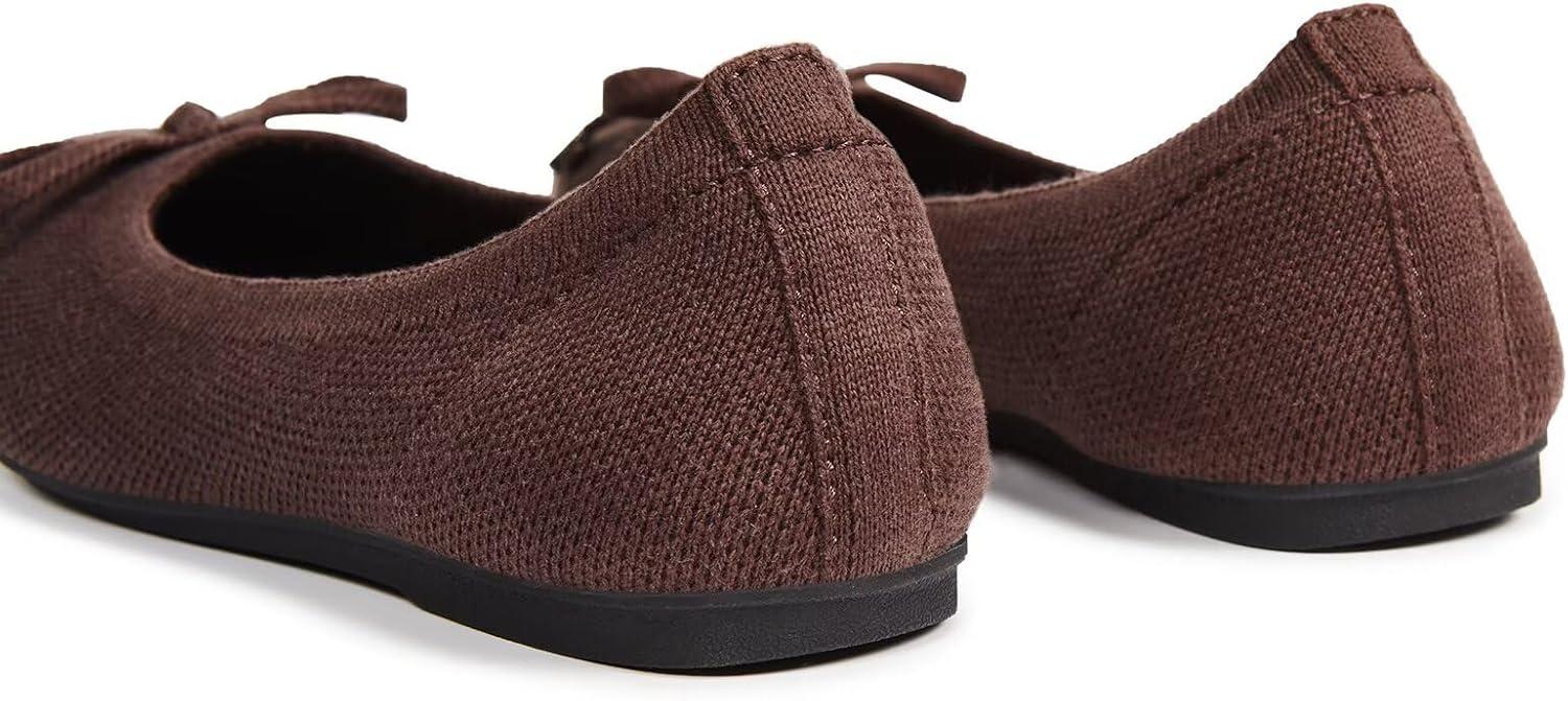 imageFrank Mully Womens Ballet Flats Round Toe Walking Flats Slip On Work Shoes Knitted Flats Shoes for Woman Soft LightweightCoffee