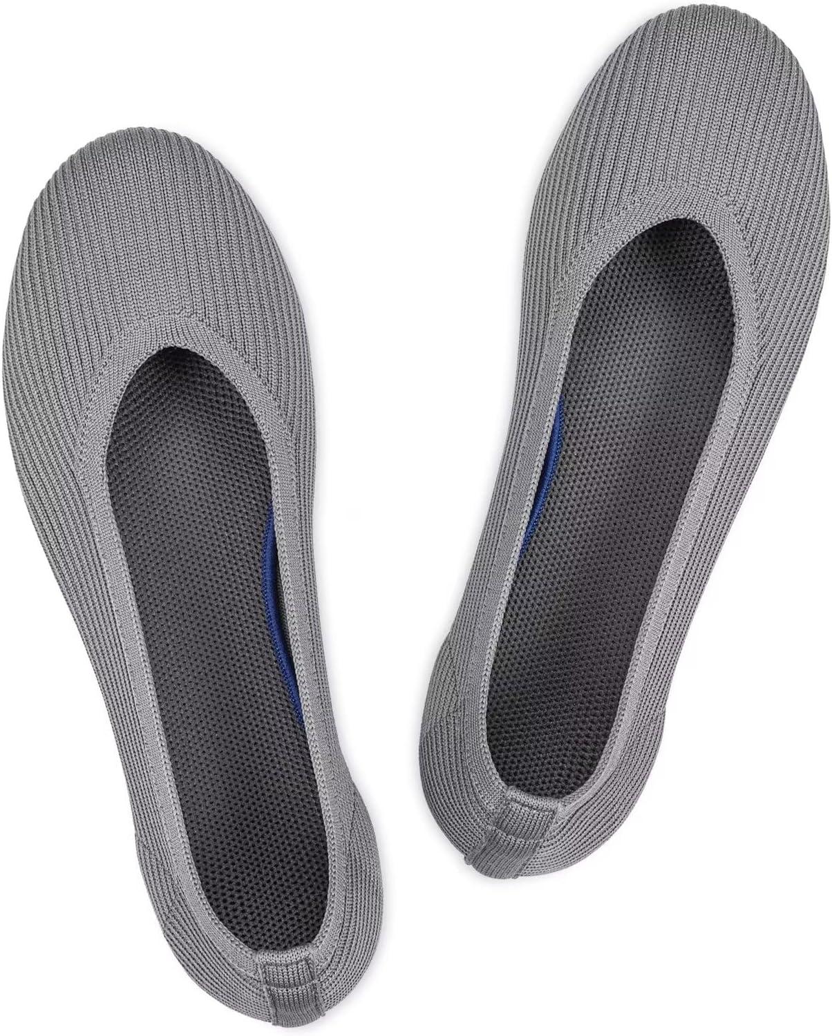 imageFrank Mully Womens Ballet Flats Round Toe Walking Flats Slip On Work Shoes Knitted Flats Shoes for Woman Soft LightweightDark Grey