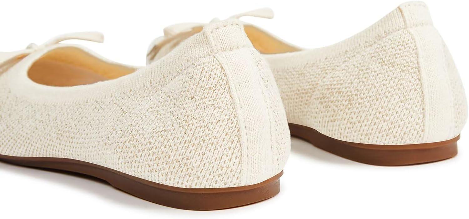 imageFrank Mully Womens Ballet Flats Round Toe Walking Flats Slip On Work Shoes Knitted Flats Shoes for Woman Soft LightweightGold