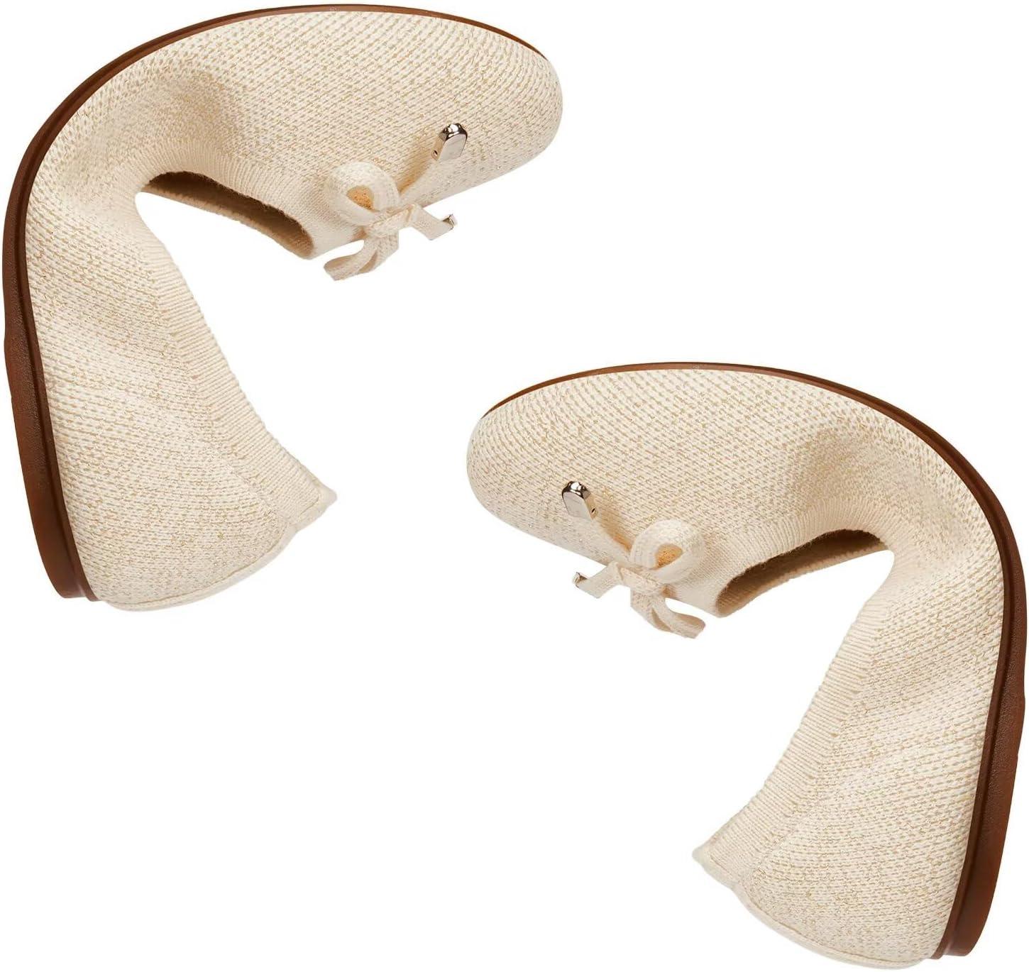 imageFrank Mully Womens Ballet Flats Round Toe Walking Flats Slip On Work Shoes Knitted Flats Shoes for Woman Soft LightweightGold
