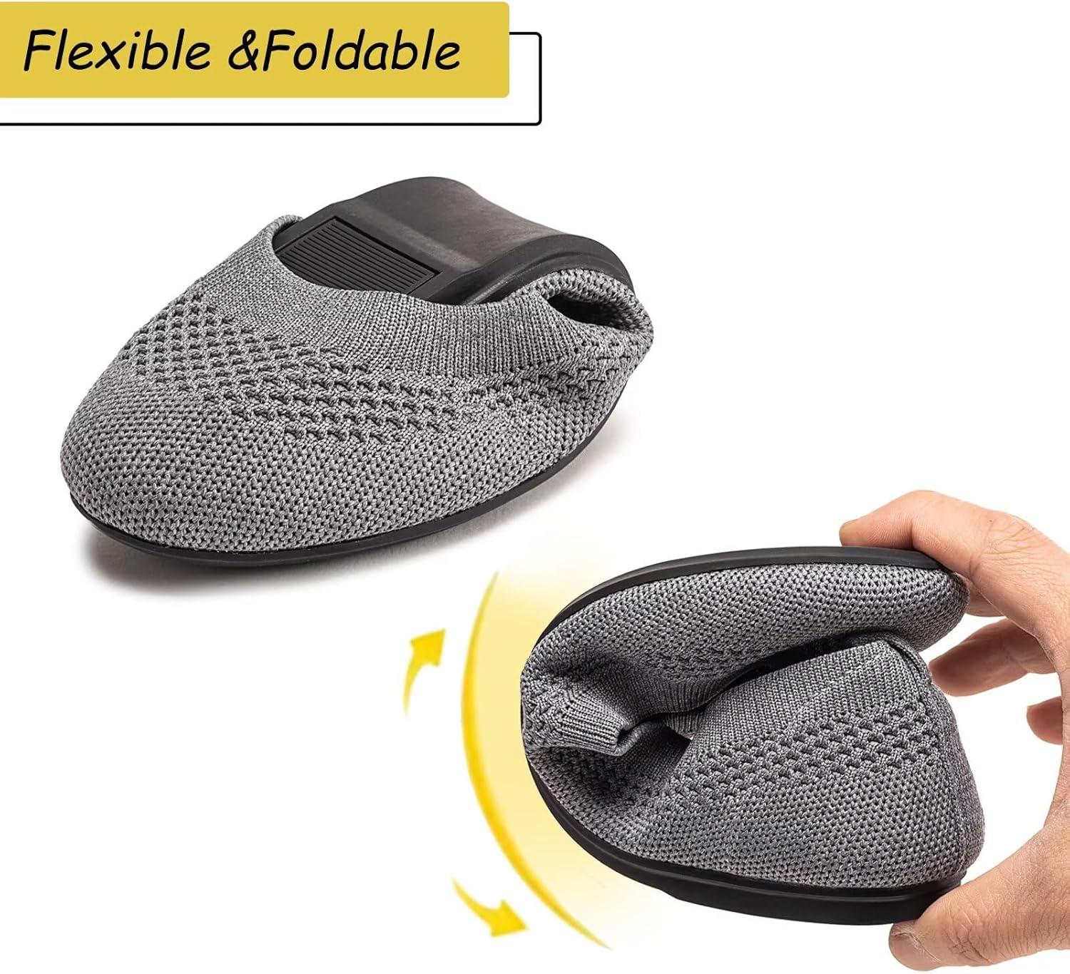 imageFrank Mully Womens Ballet Flats Round Toe Walking Flats Slip On Work Shoes Knitted Flats Shoes for Woman Soft LightweightGrey 017