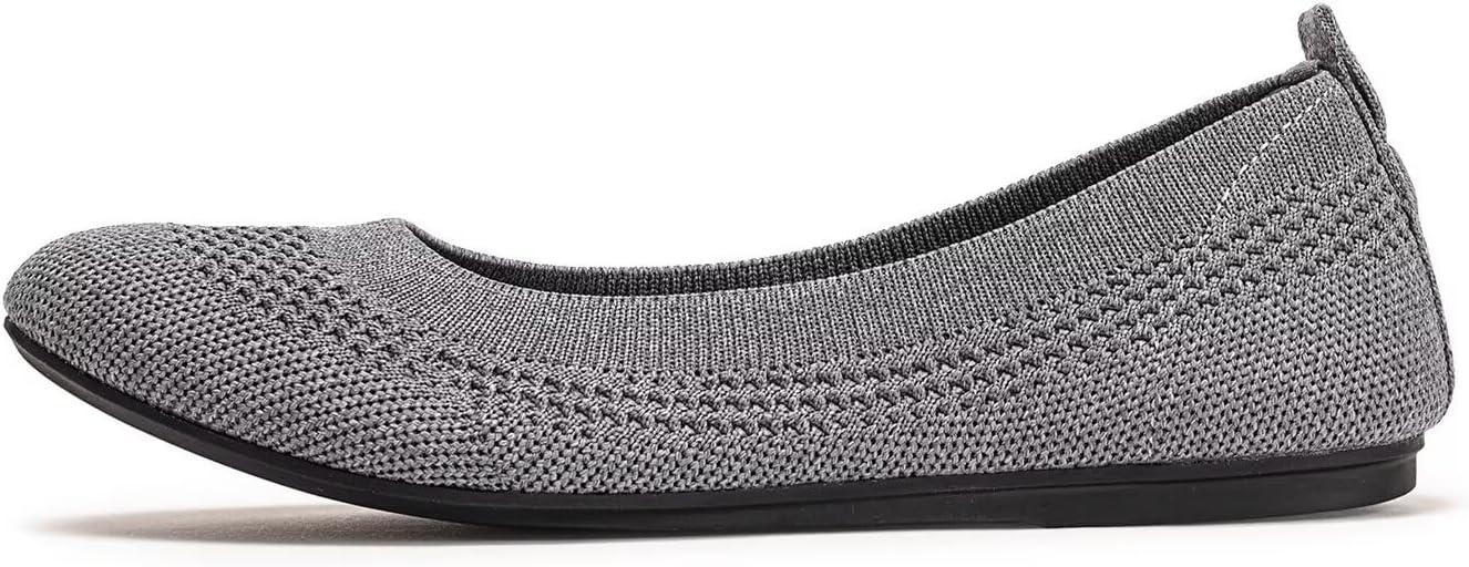 imageFrank Mully Womens Ballet Flats Round Toe Walking Flats Slip On Work Shoes Knitted Flats Shoes for Woman Soft LightweightGrey 017