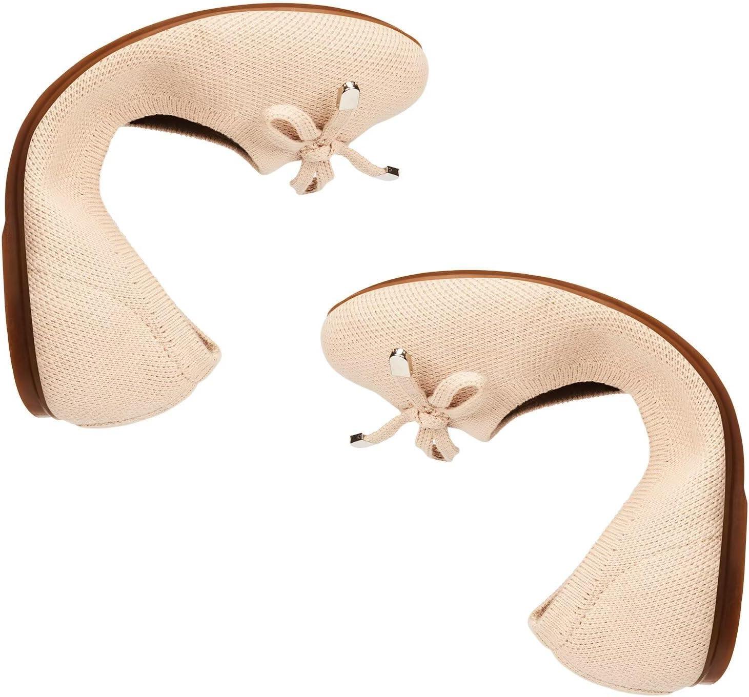 imageFrank Mully Womens Ballet Flats Round Toe Walking Flats Slip On Work Shoes Knitted Flats Shoes for Woman Soft LightweightIvory