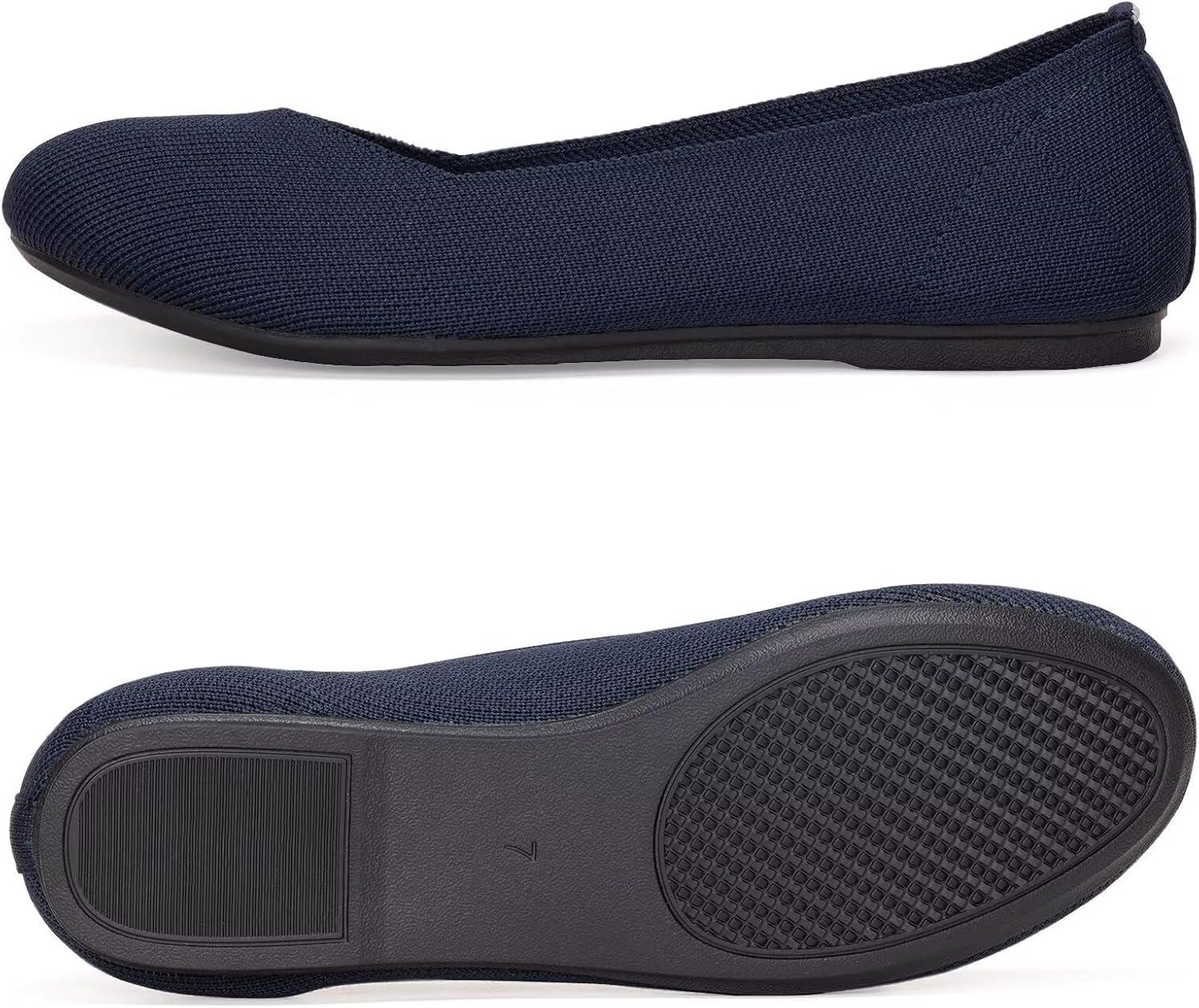 imageFrank Mully Womens Ballet Flats Round Toe Walking Flats Slip On Work Shoes Knitted Flats Shoes for Woman Soft LightweightNavy 76
