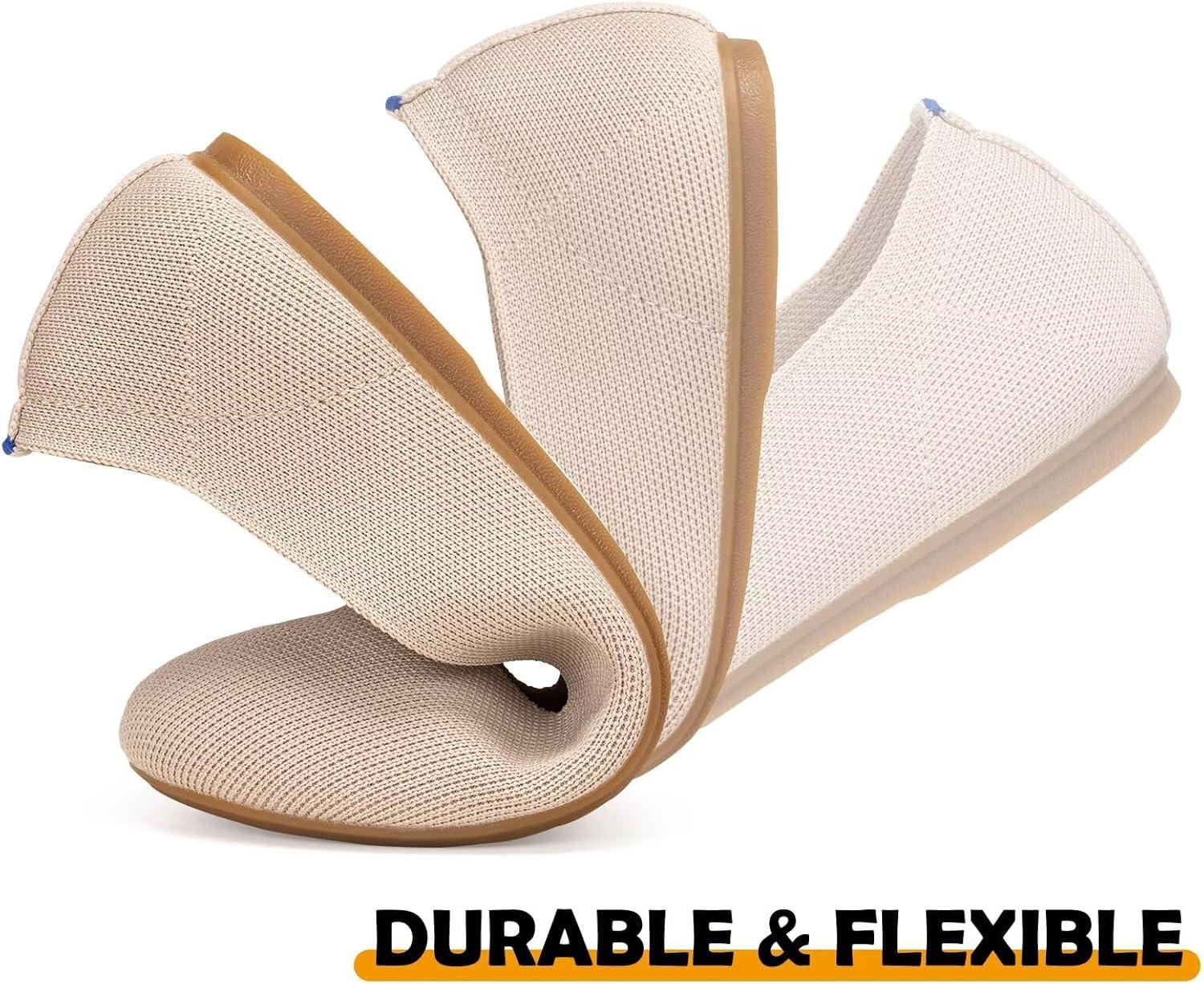 imageFrank Mully Womens Ballet Flats Round Toe Walking Flats Slip On Work Shoes Knitted Flats Shoes for Woman Soft LightweightNude 76