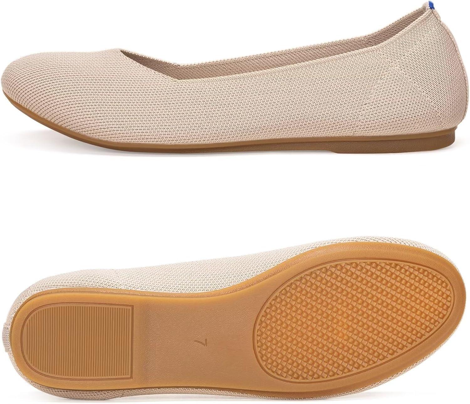 imageFrank Mully Womens Ballet Flats Round Toe Walking Flats Slip On Work Shoes Knitted Flats Shoes for Woman Soft LightweightNude 76