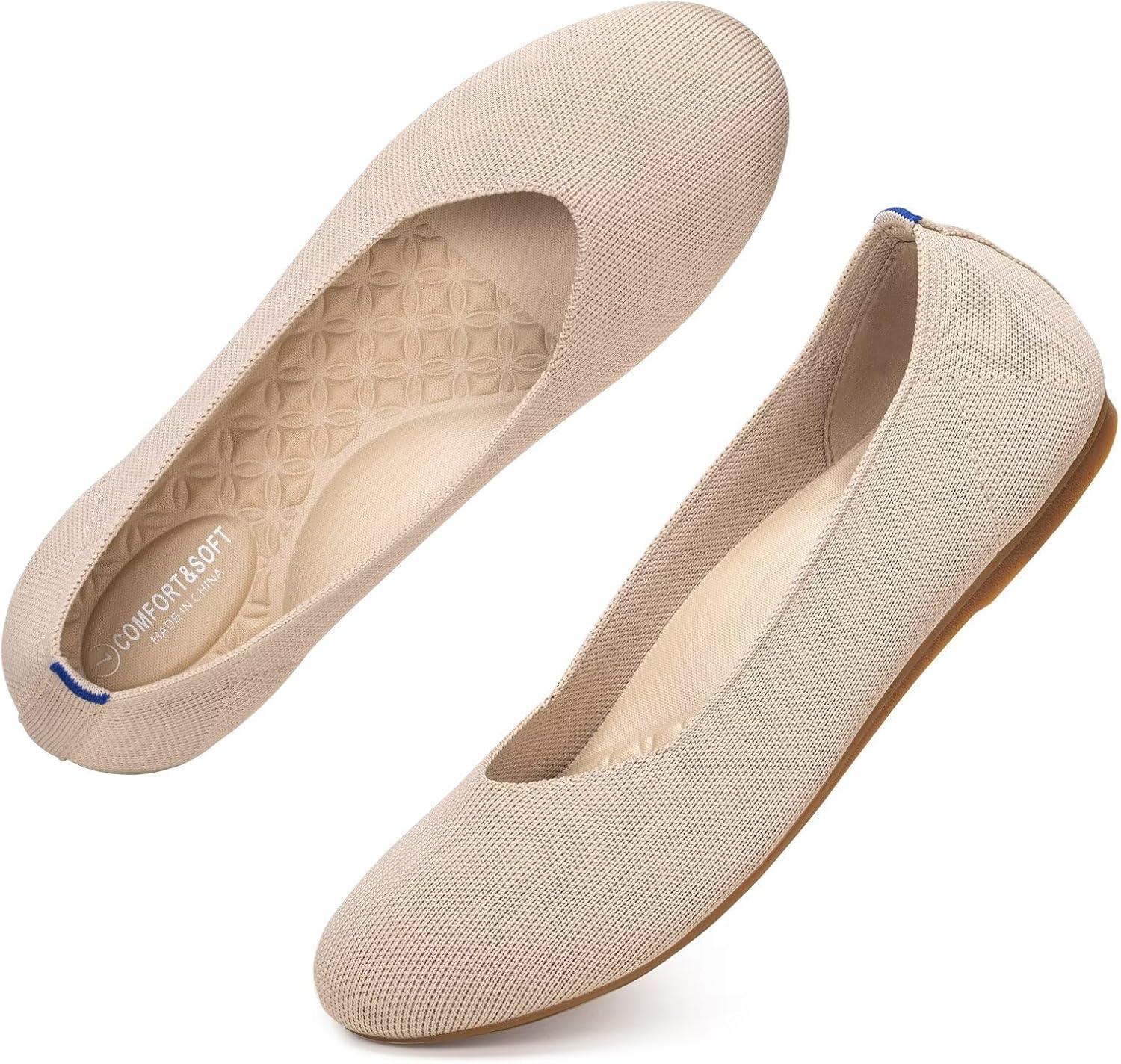 imageFrank Mully Womens Ballet Flats Round Toe Walking Flats Slip On Work Shoes Knitted Flats Shoes for Woman Soft LightweightNude 76