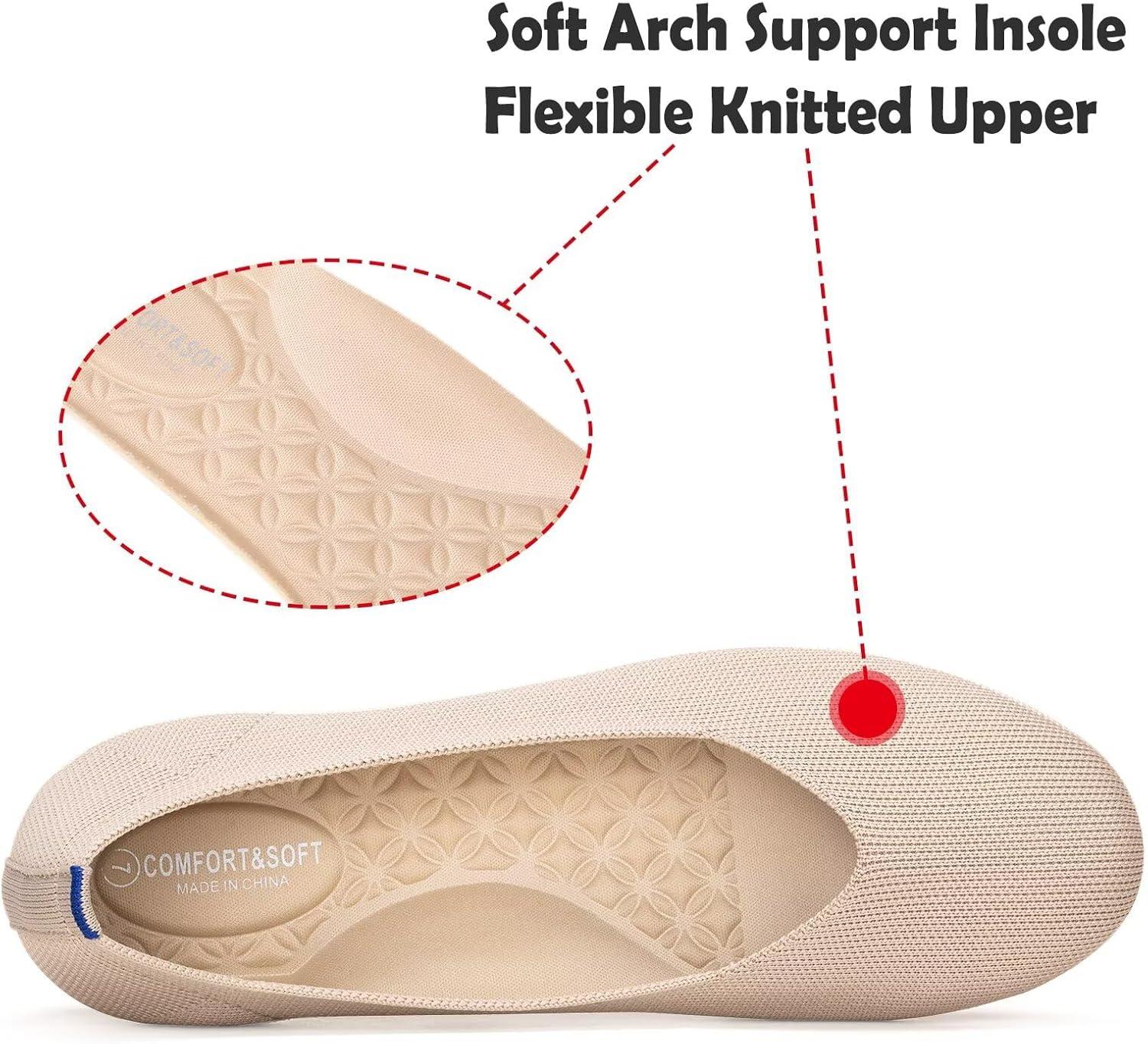 imageFrank Mully Womens Ballet Flats Round Toe Walking Flats Slip On Work Shoes Knitted Flats Shoes for Woman Soft LightweightNude 76