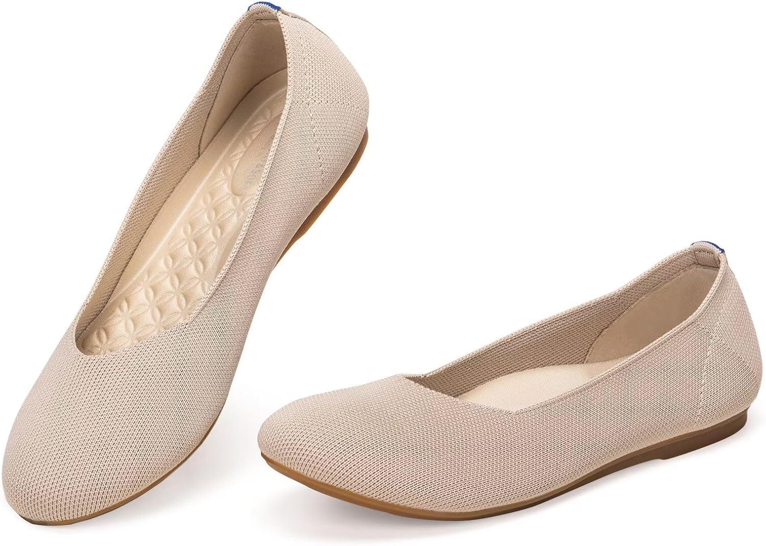 imageFrank Mully Womens Ballet Flats Round Toe Walking Flats Slip On Work Shoes Knitted Flats Shoes for Woman Soft LightweightNude 76