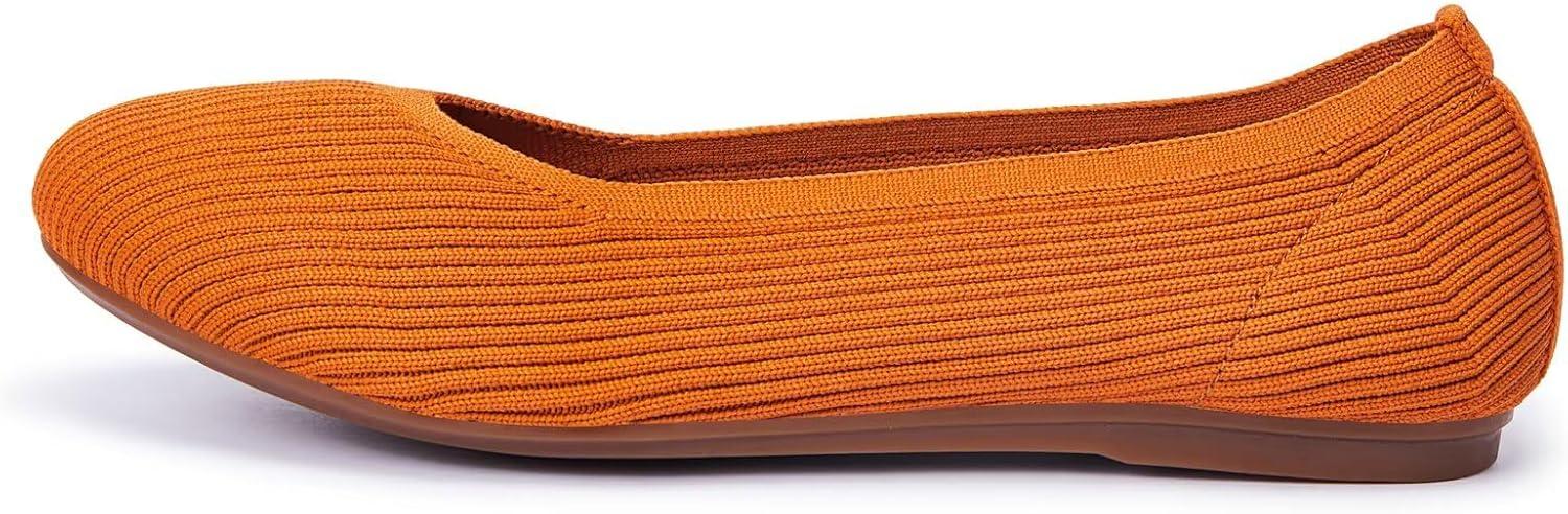 imageFrank Mully Womens Ballet Flats Round Toe Walking Flats Slip On Work Shoes Knitted Flats Shoes for Woman Soft LightweightOrange