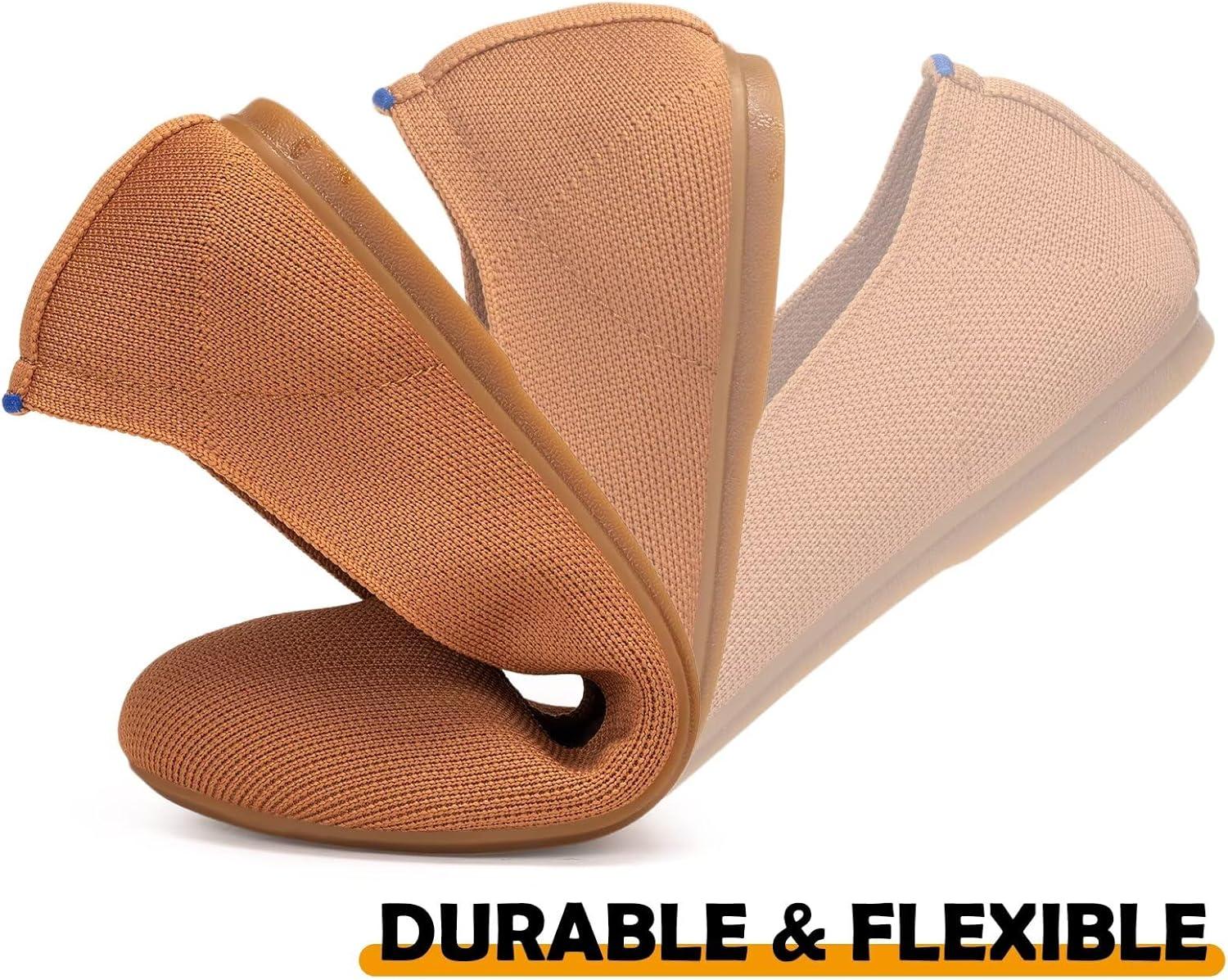 imageFrank Mully Womens Ballet Flats Round Toe Walking Flats Slip On Work Shoes Knitted Flats Shoes for Woman Soft LightweightOrange 76